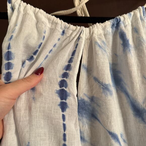 FREE PEOPLE Moody Blues Blue and White Tie Dye Balloon Leg Jumpsuit extra Small - Picture 3 of 9